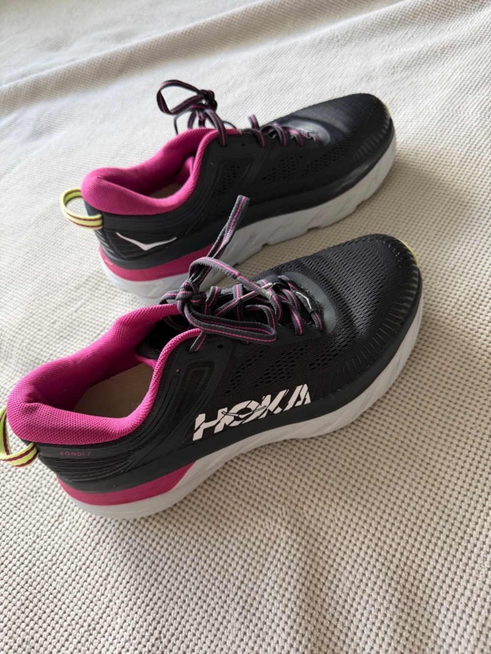Hoka Women's Black with Pink Accent Running Sneakers